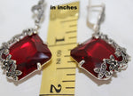 Earrings Sterling Silver 925 Red lab topaz