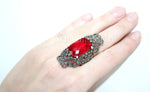 Ring 925 Silver jewelry red topaz