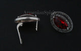 Earrings red stone, marcasite jewelry